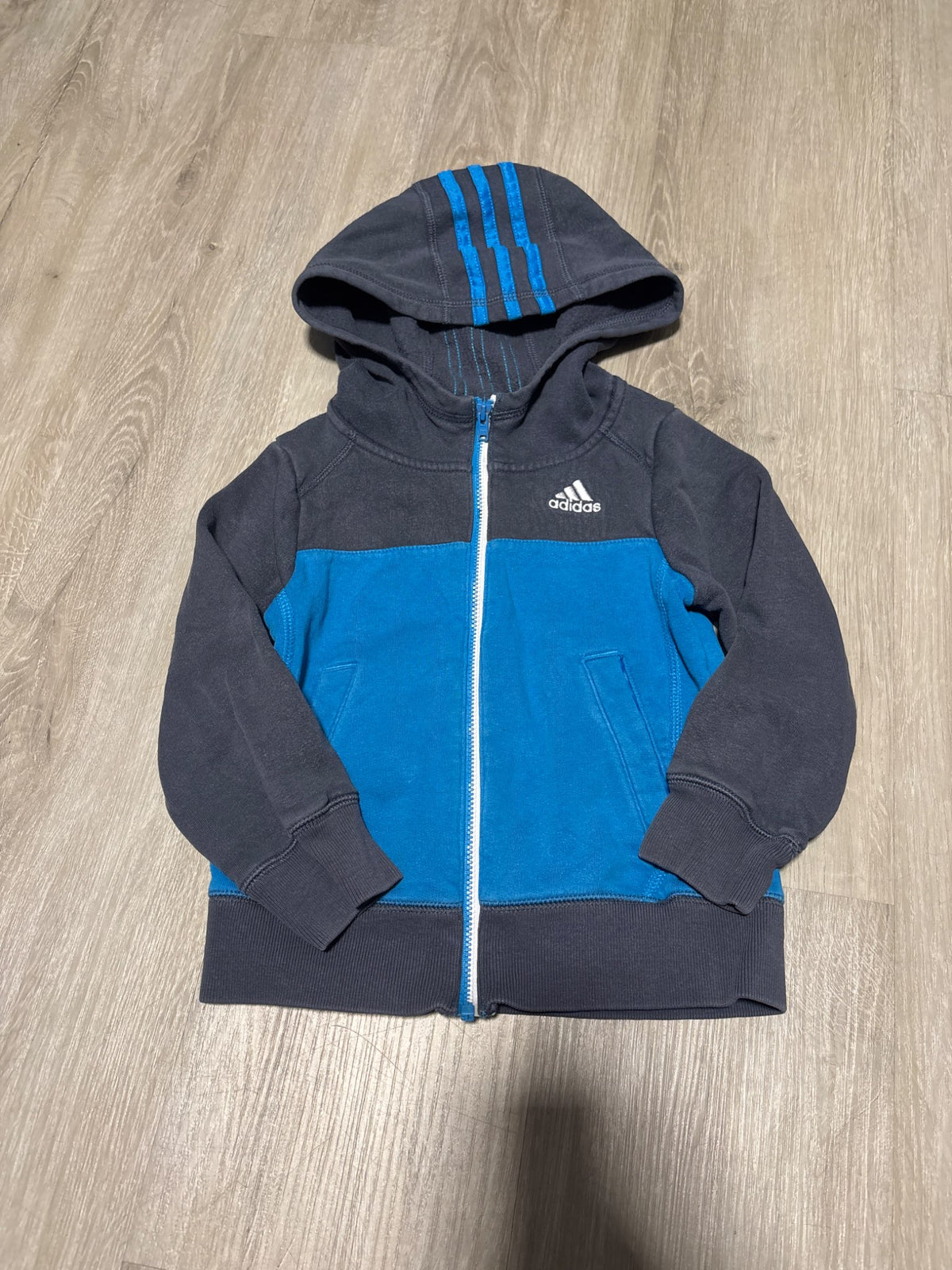 Adidas Blue and Grey Zip Up 3T, Kids 3T
