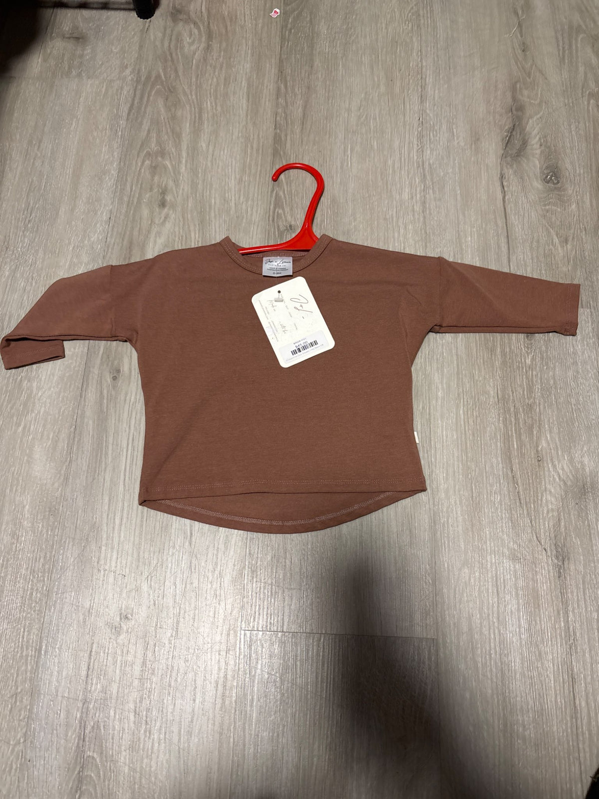 Jax + Lennon Brown Long Sleeve 0-6M, Kids 6 Month (3-6M)