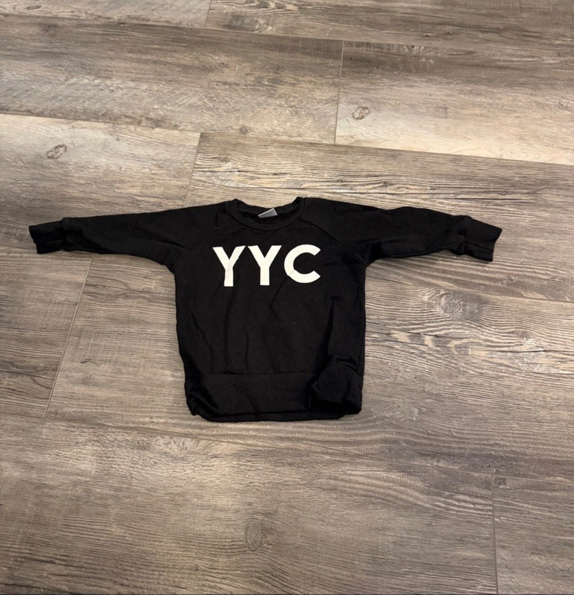 Posh & Cozy Black Crew Neck “YYC” 6-12M, Kids 12 Month (9-12M)