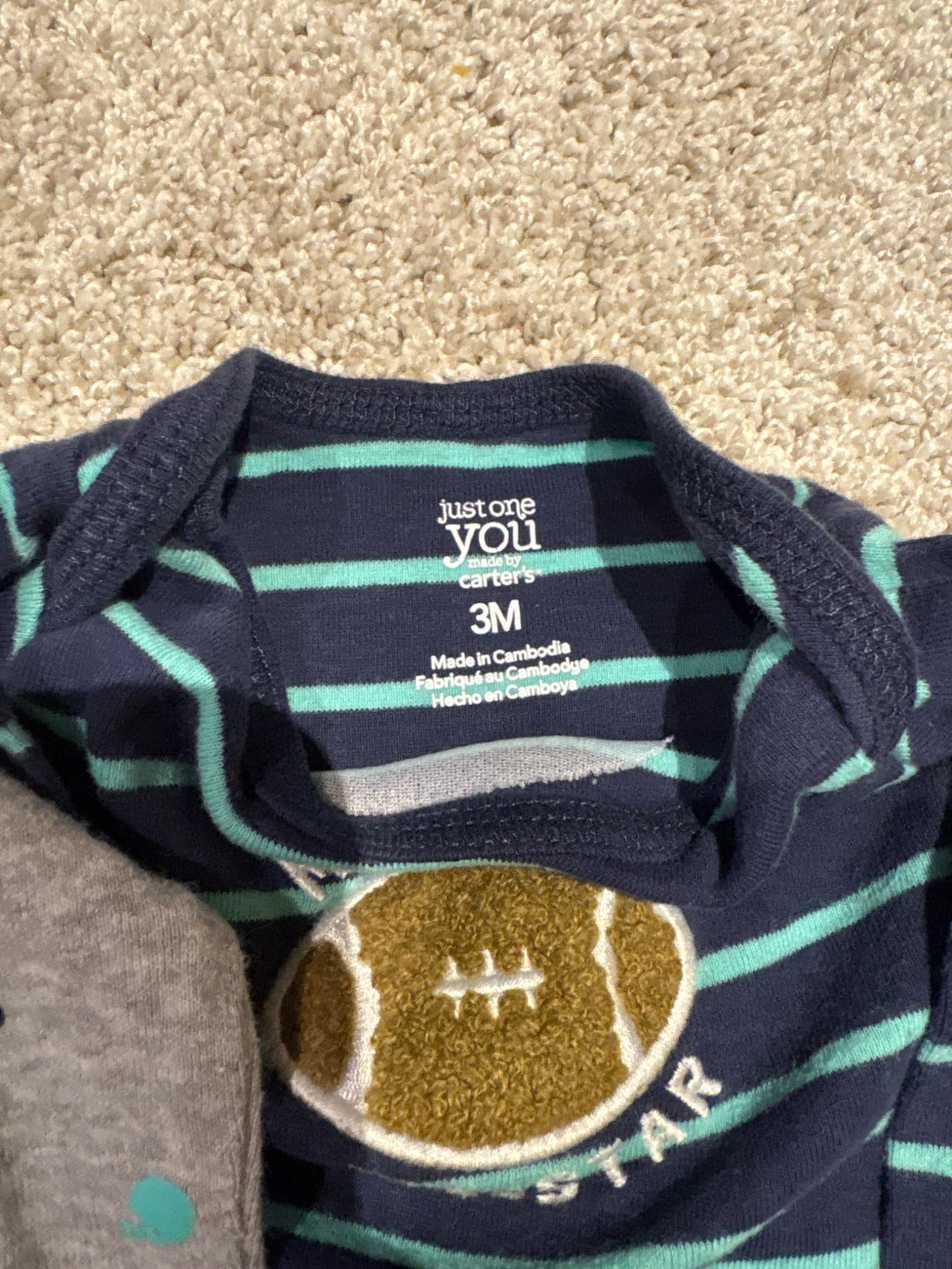 0-3 month Football onesie bundle, Kids 3 Month (0-3M)