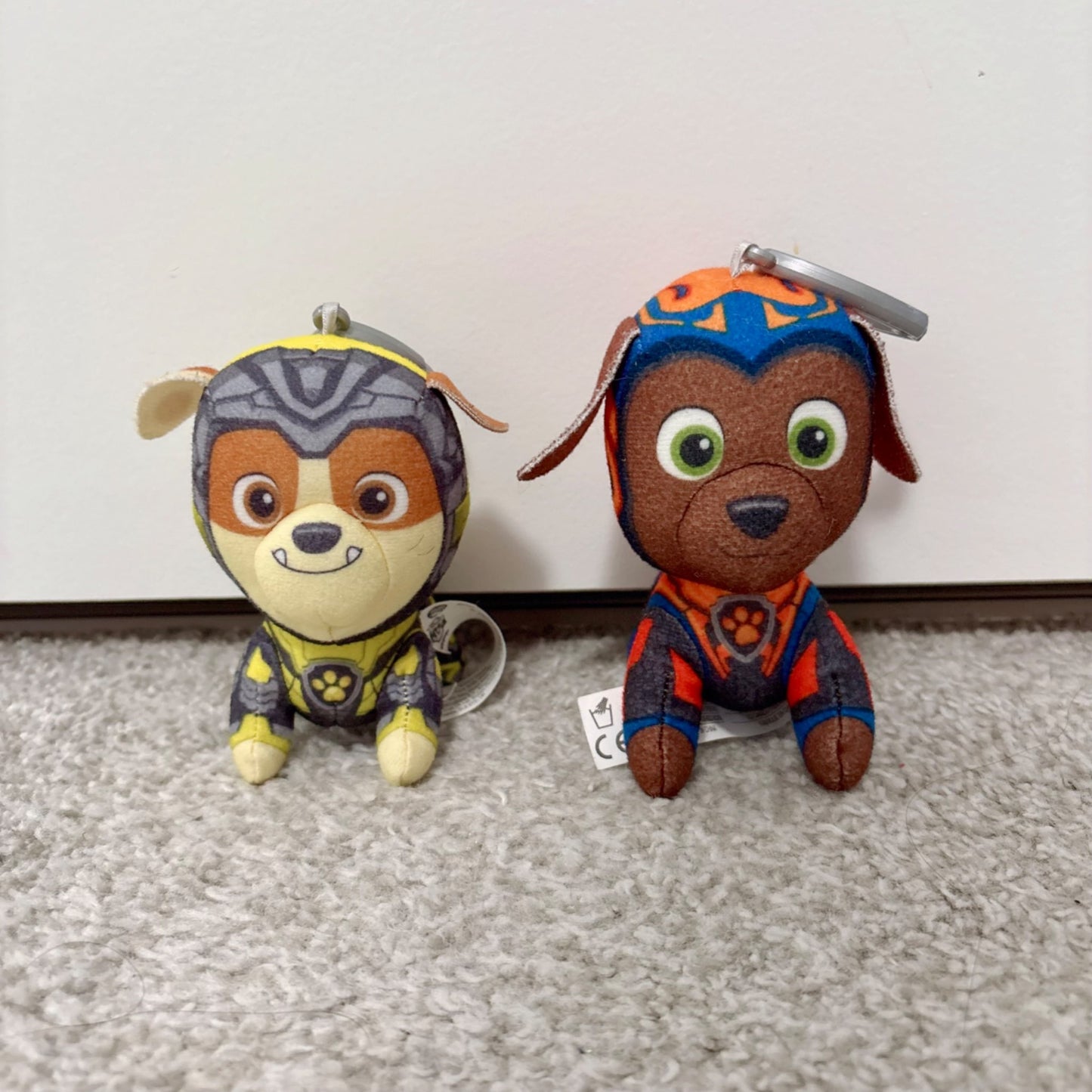 PAW PATROL: The Mighty Movie Rubble and Zuma plush toys with keychain clip