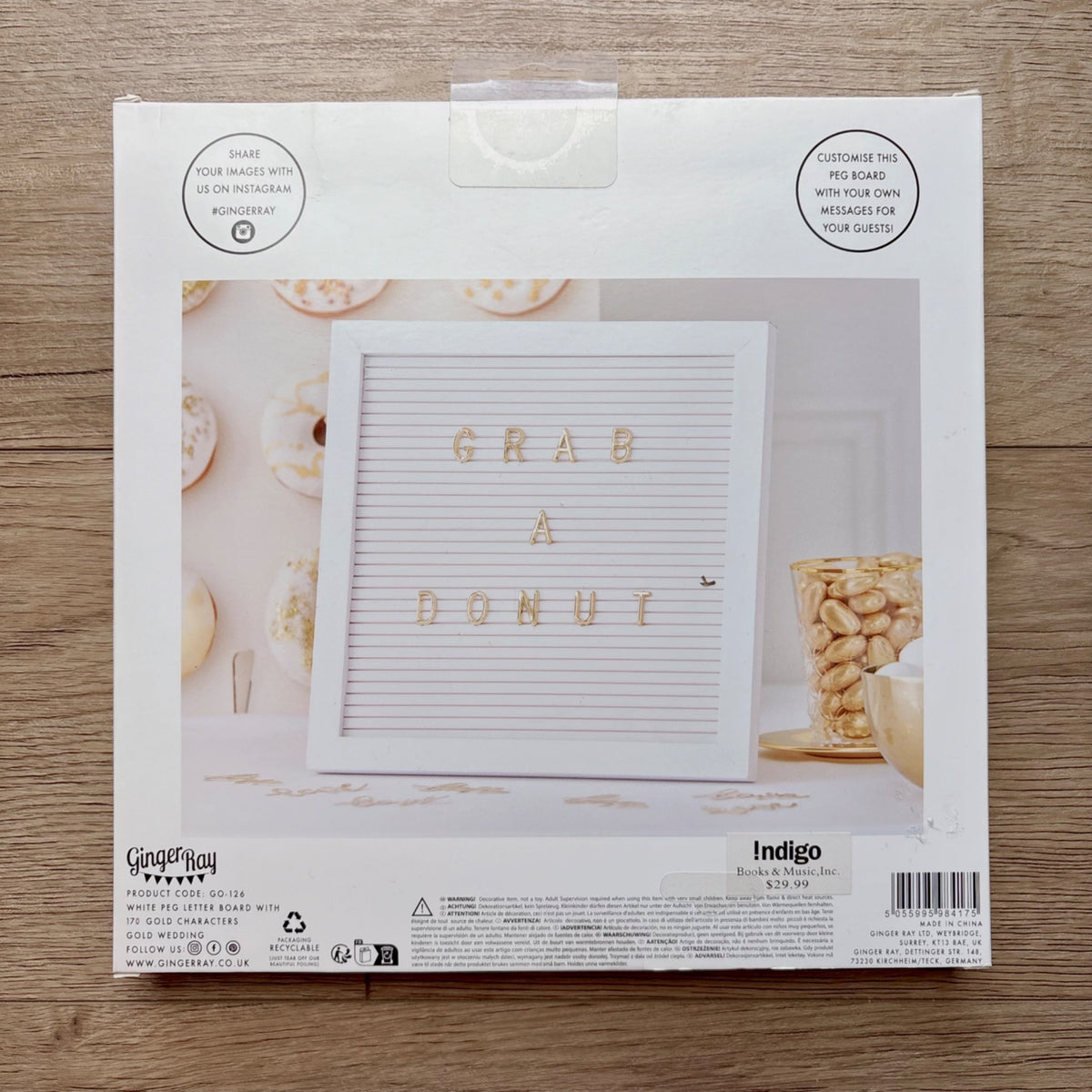 Brand new GINGER RAY white peg letter board with 170 gold characters, MSRP $29.99