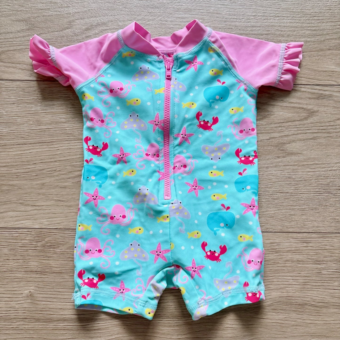 JOE FRESH baby girls one-piece rash guard swimsuit, Kids 3 Month (0-3M)