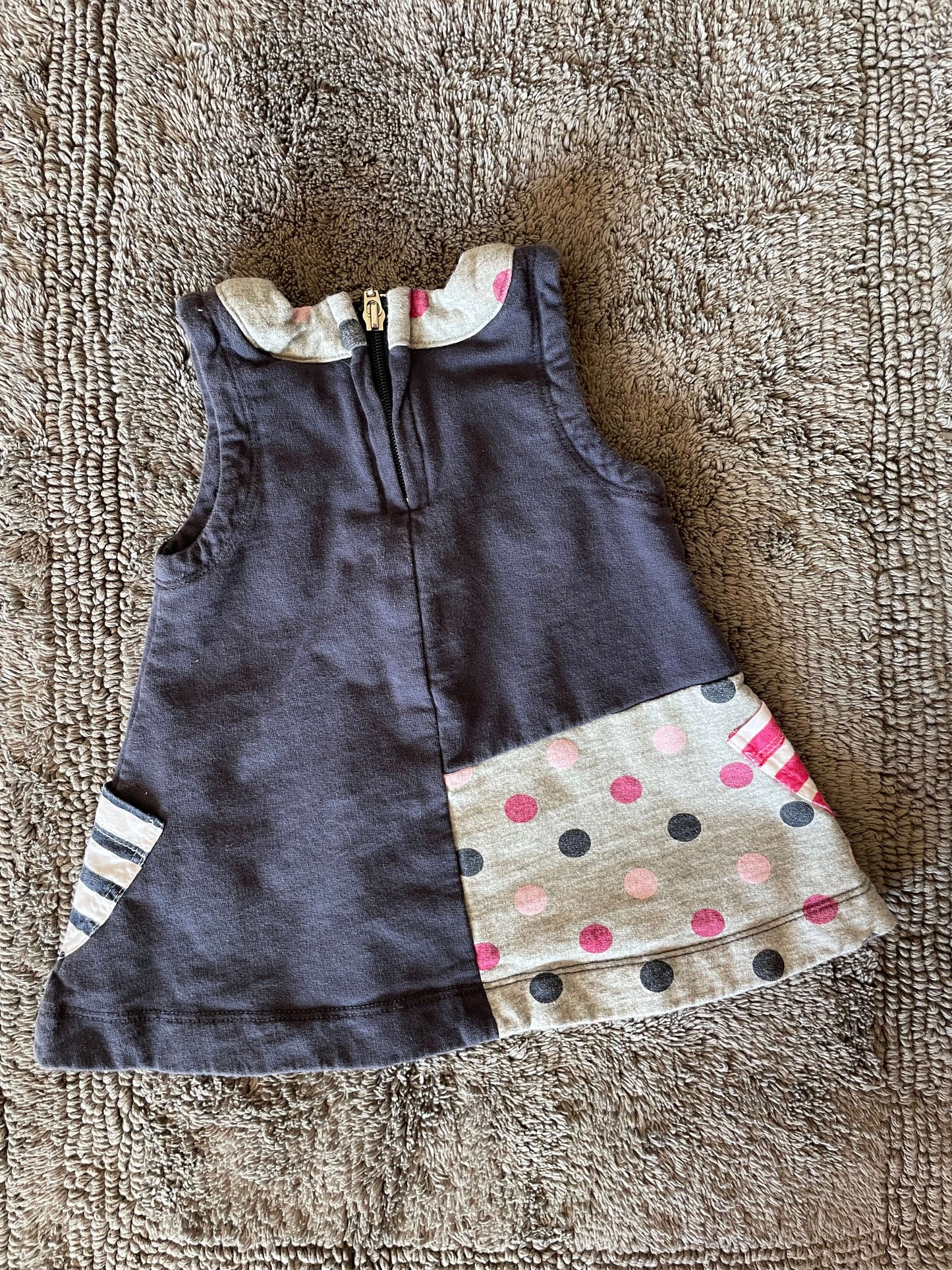 3-6 month dress, navy blue, stripes, polka dots , Kids 6 Month (3-6M)