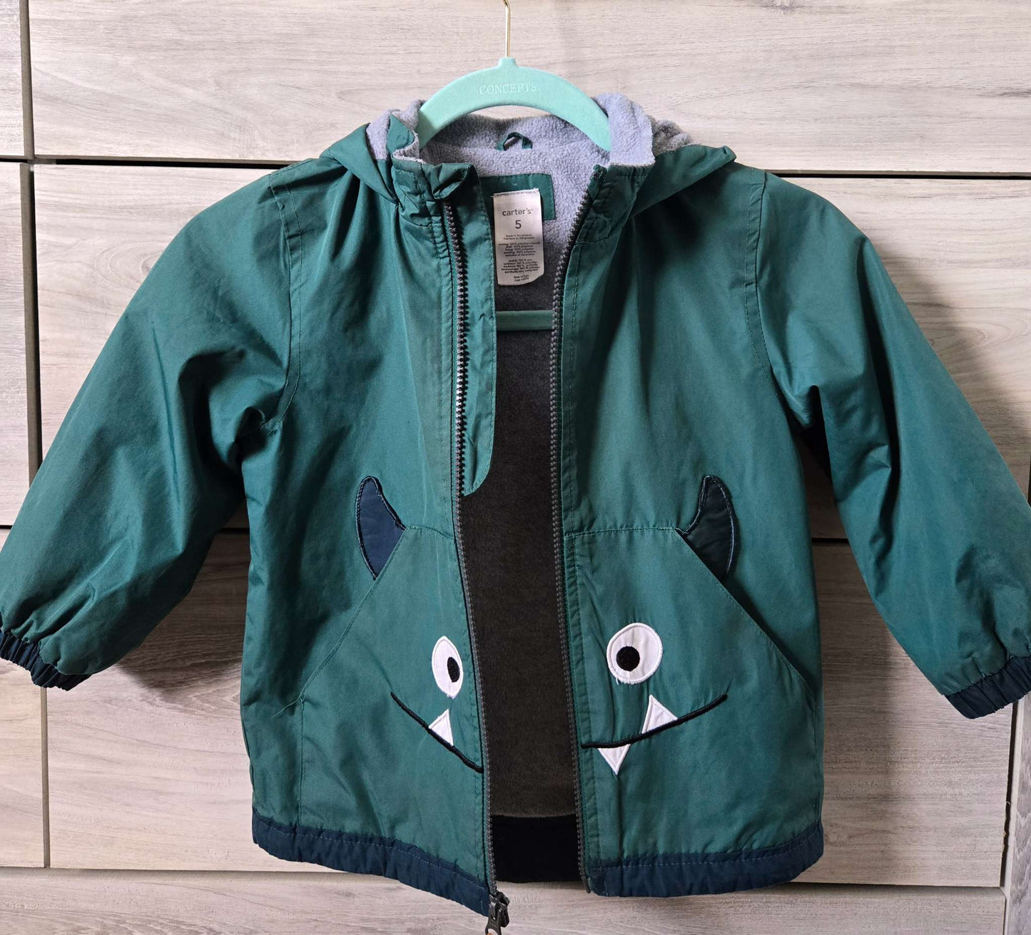 Boys Green Rain Jacket, size 5, Carter's , Kids 5/5T (extra small)