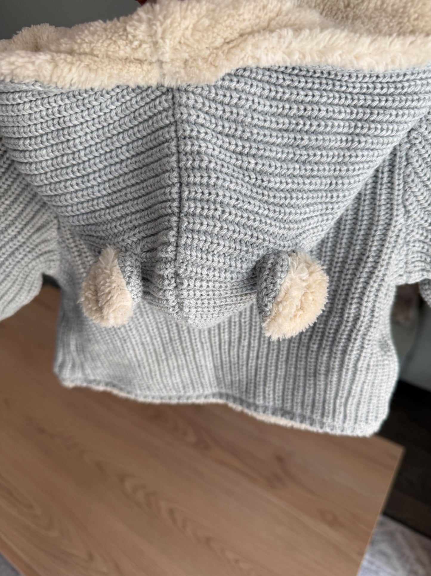 Gap knitted fur lined cardigan with hood 0-3M