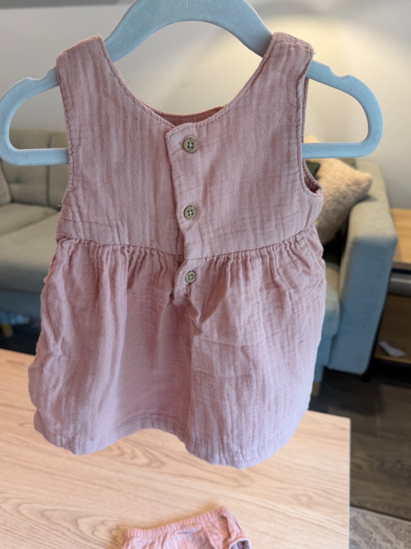 Little Planet dusty pink gauze dress 6M, Kids 6 Month (3-6M)