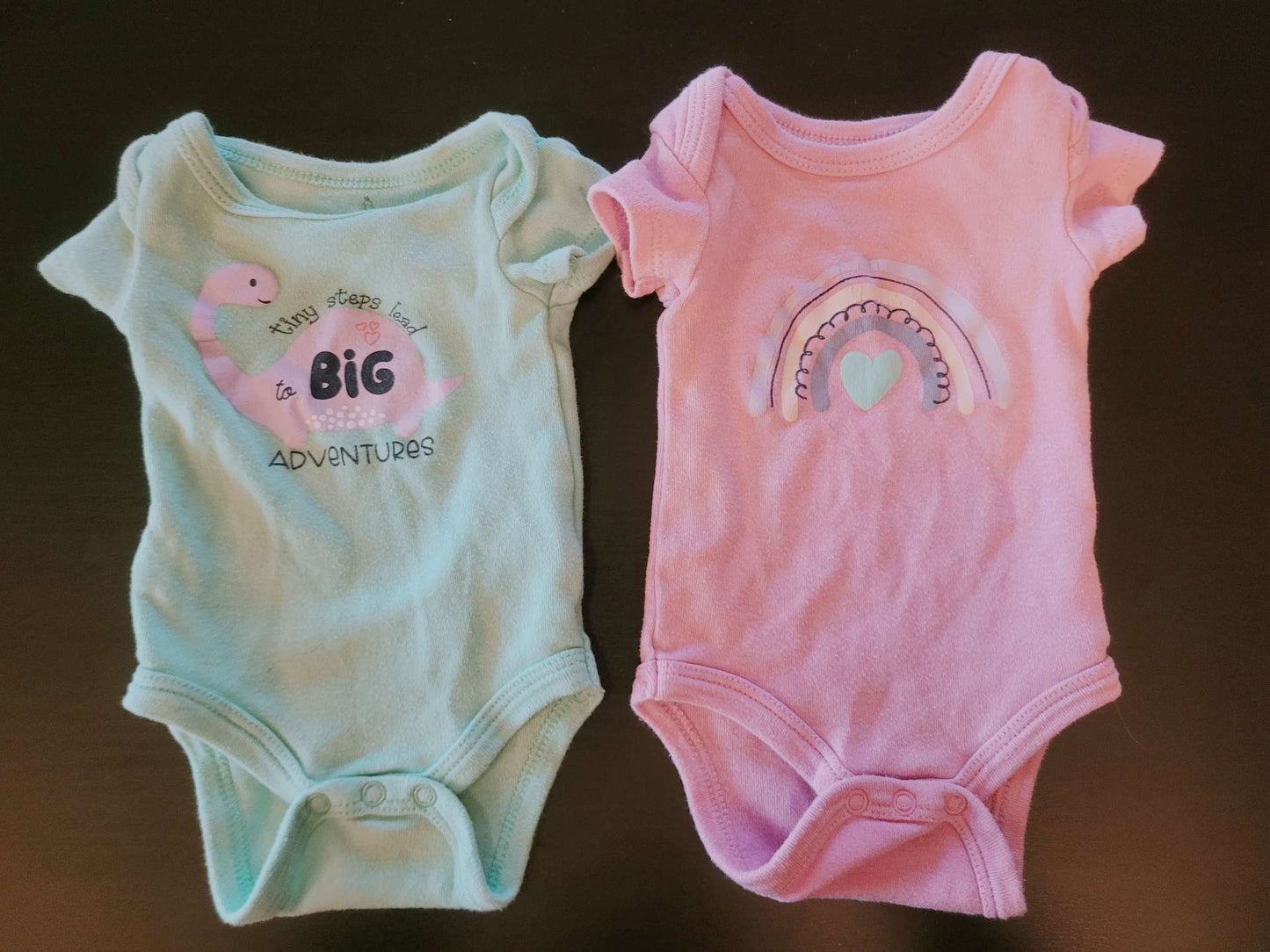 Two pastel onesies (pink and green), Newborn, Peanutshell, Kids Newborn