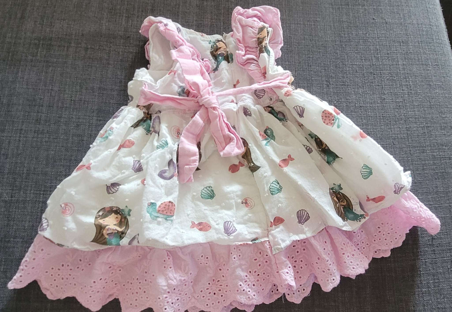 Pink and white mermaid print dress, 9 month, Kids 9 Month (6-9M)