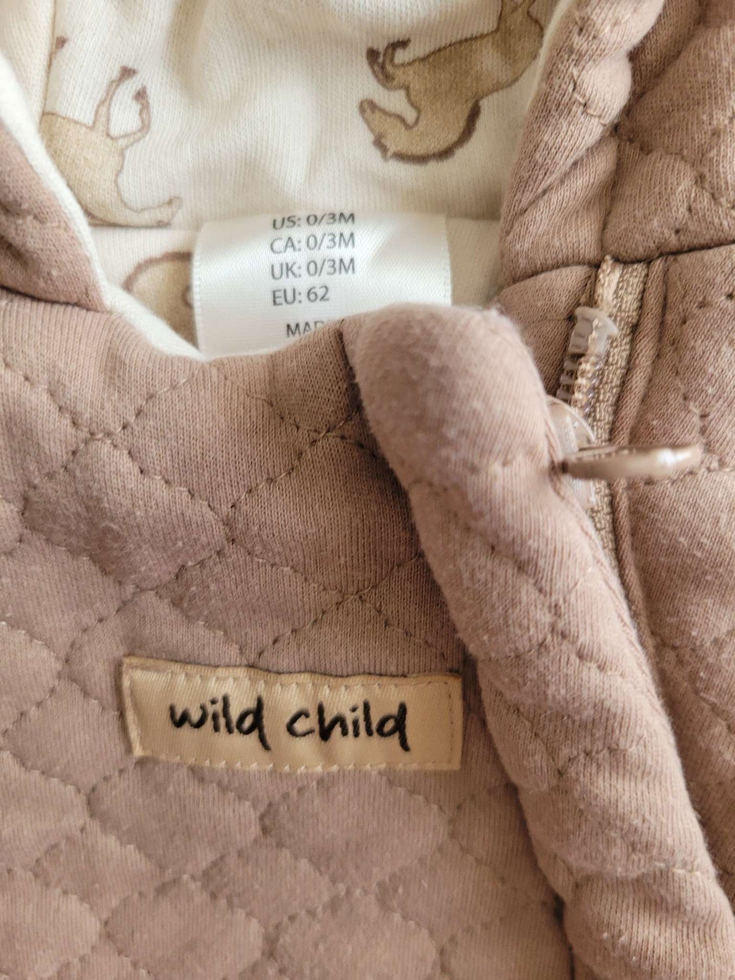 Brown snowsuit with horse print lining, Kids 3 Month (0-3M)