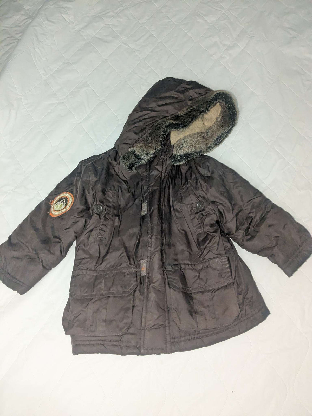 Boys brown winter parka, Alpinetek, 18 months, Kids 18 Month (12-18M)