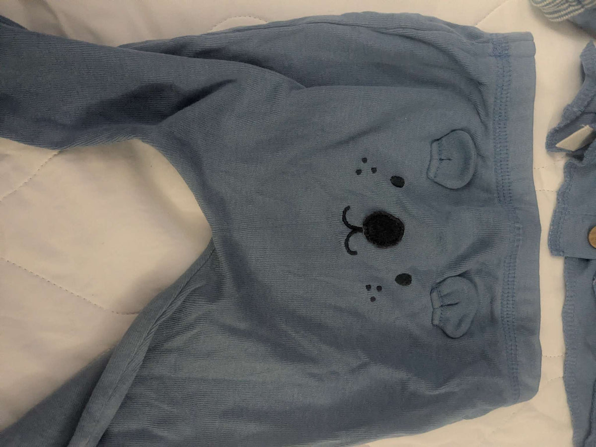 Carter's 6 month 2 piece blue outfit with bear on the bum, Kids 6 Month (3-6M)