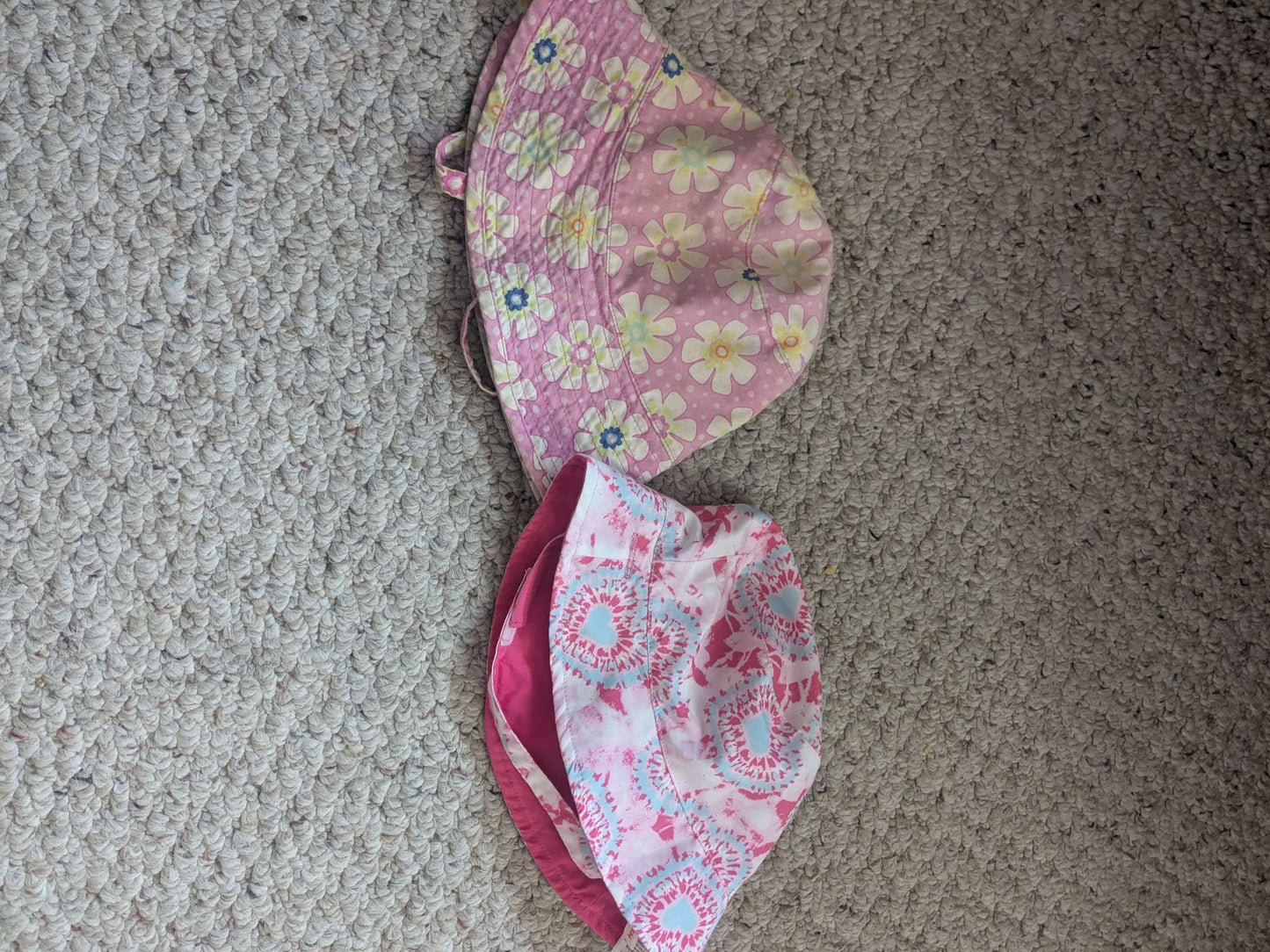 Little girls cotton sunhats, one hat is Joe Fresh, other hat unknown