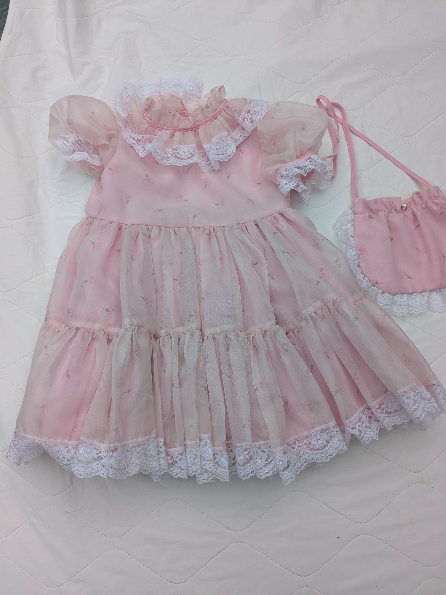Homemade flowery, lacy fluffy dress, Kids 2T