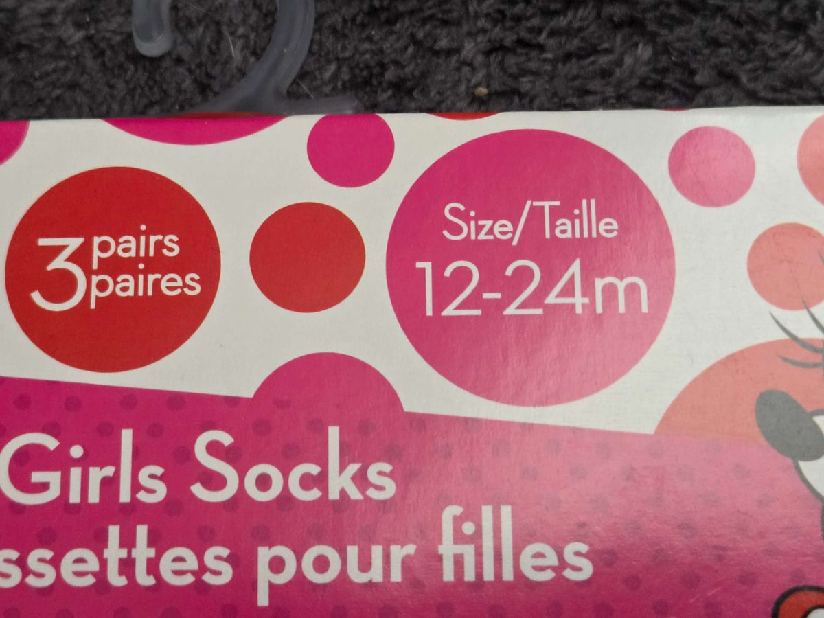 Disney- Minnie Mouse sock bundle- size 0-12 and 12-24 months