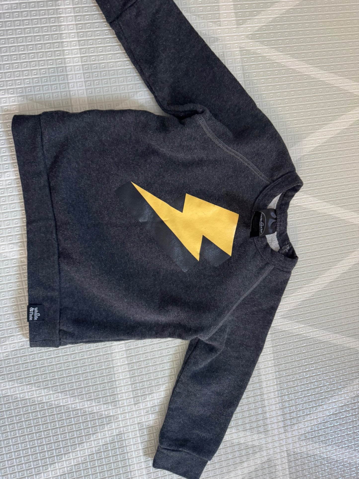 Whistle & Flute Charcoal Lightning Bolt Sweatshirt | 1–2 Years, Kids 24 Month (18-24M)