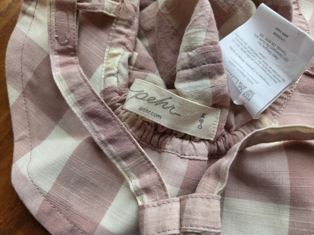 Pehr Light Pink Checkmate Baby Bucket Hat, 0-6M, Kids 6 Month (3-6M)