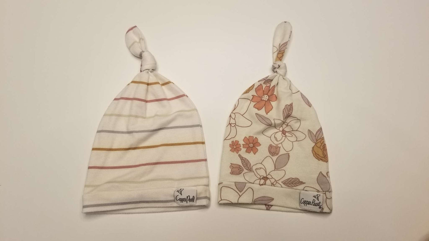 Two Copper Pearl Infant Hats