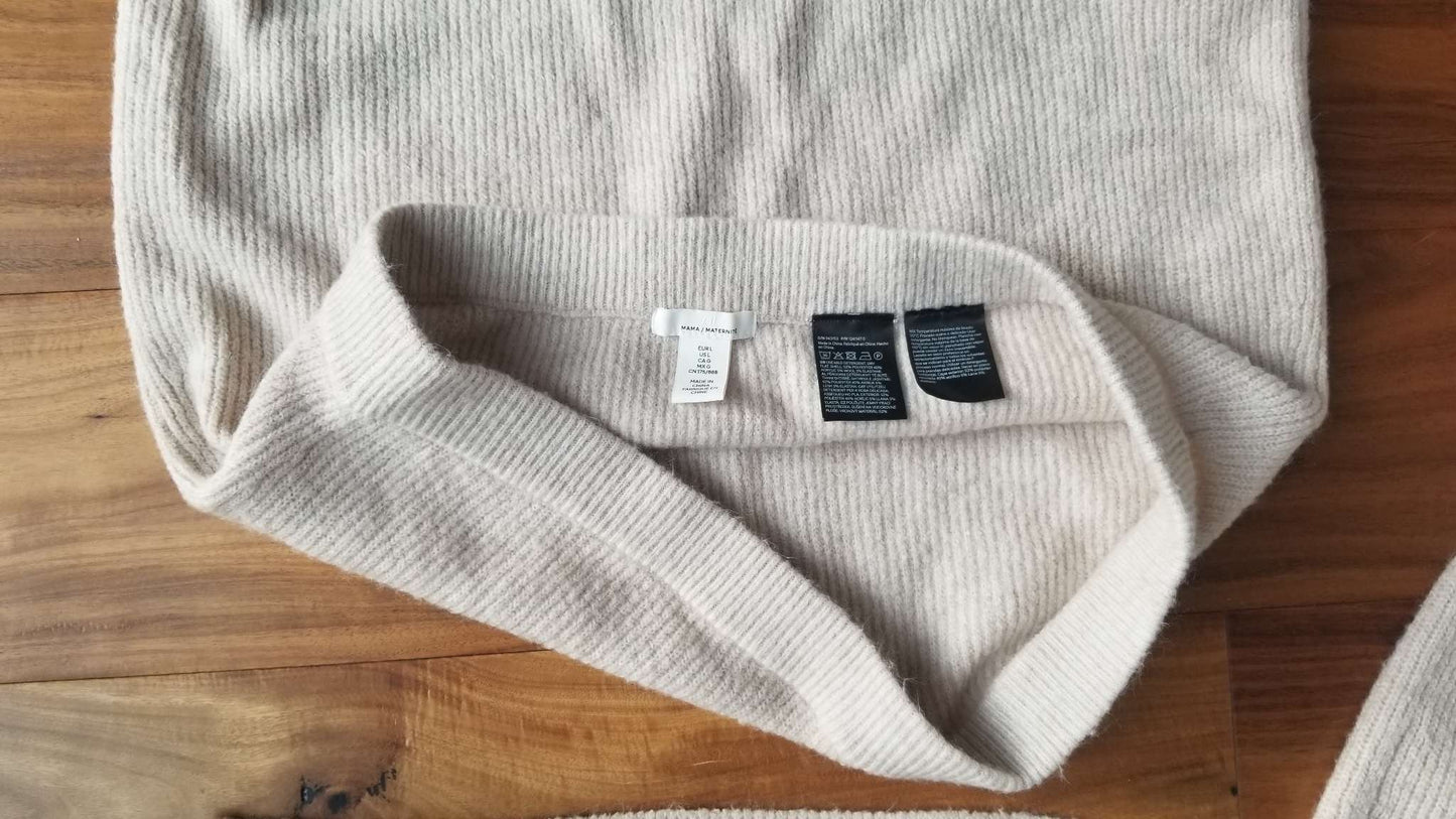 H&M Mama Maternity Beige Sweater and Skirt Set - Large , Maternity L (12-14)