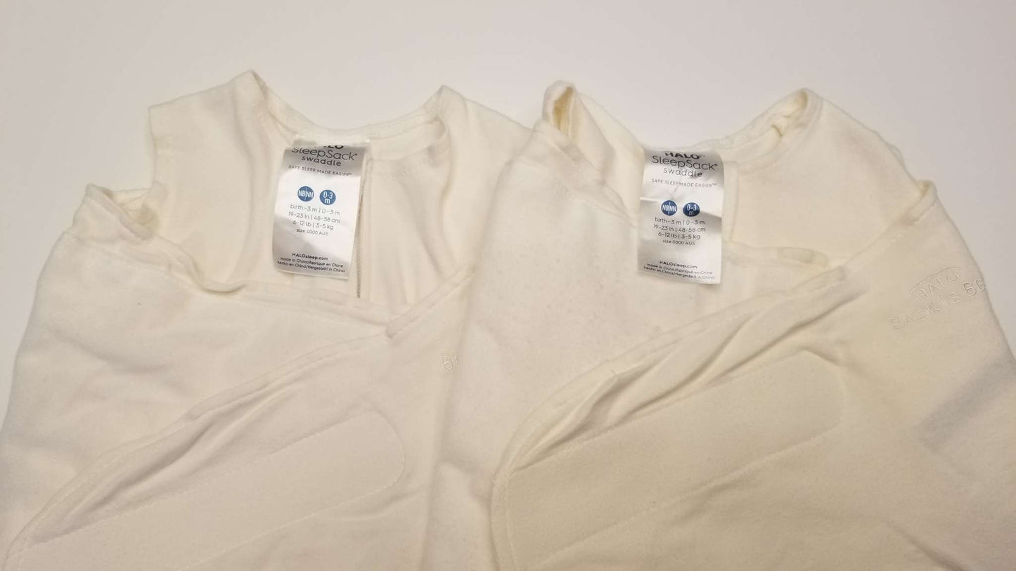 Halo Sleepsack Swaddles, Set of Two, Cream, 0-3M, 0-3 Months (Newborn)