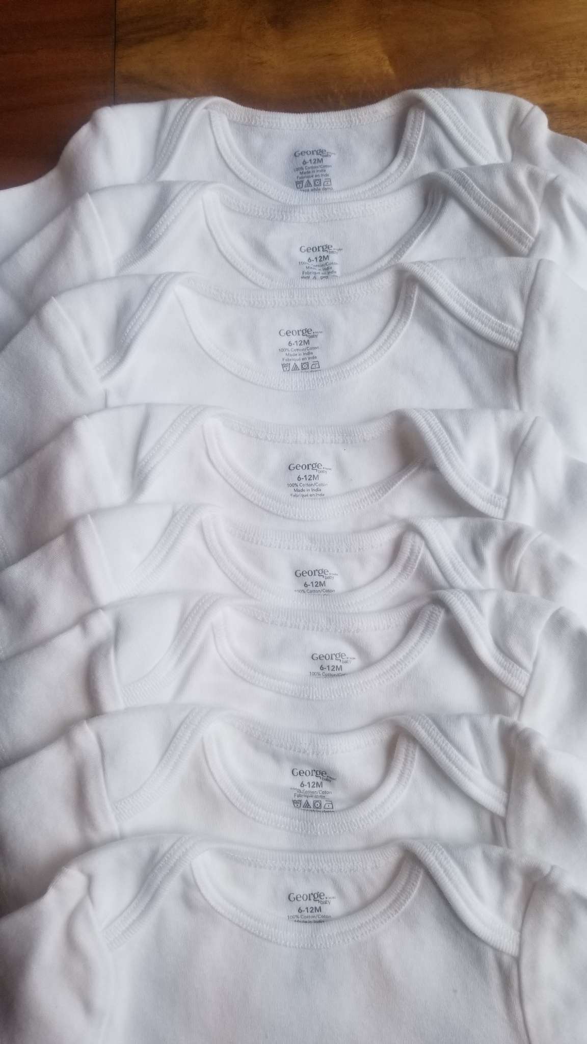 George White Onesies, 5 Short Sleeve, 3 Long Sleeve, Size 6-12M, Kids 9 Month (6-9M)