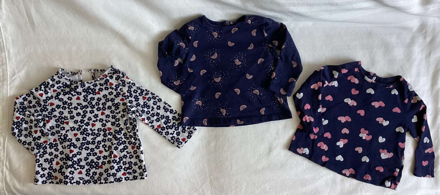 Joe Fresh Girls Long Sleeve Shirts (Bundle of 3) 6-12 months, Kids 12 Month (9-12M)