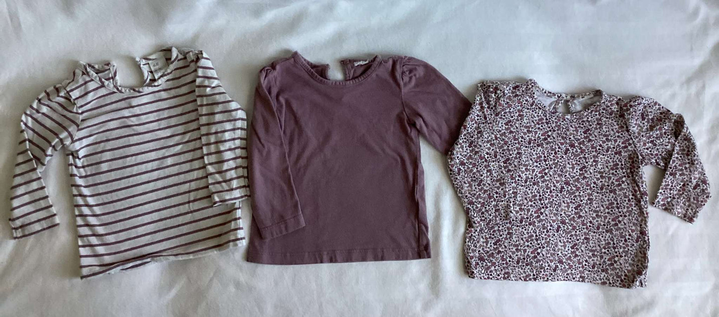 H&M Girls Long Sleeve Shirts. (Bundle of 3). 6-9 months, Kids 9 Month (6-9M)