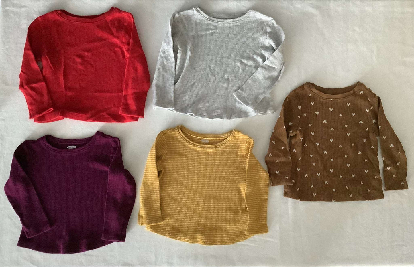 Old Navy Toddler Girl Waffle L/S Tops (Bundle of 5) 2T, Kids 2T