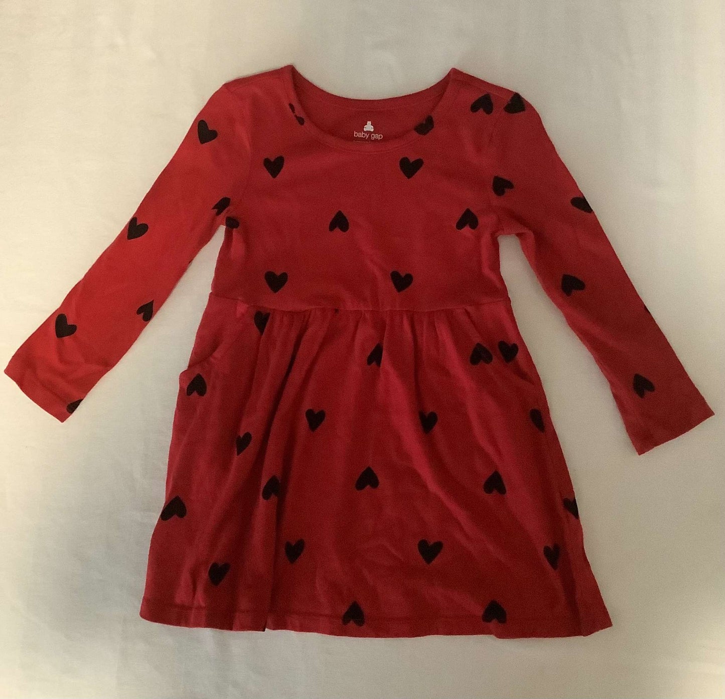 Baby Gap Toddler Girl L/S Heart Dress with Side Pockets 2T, Kids 2T