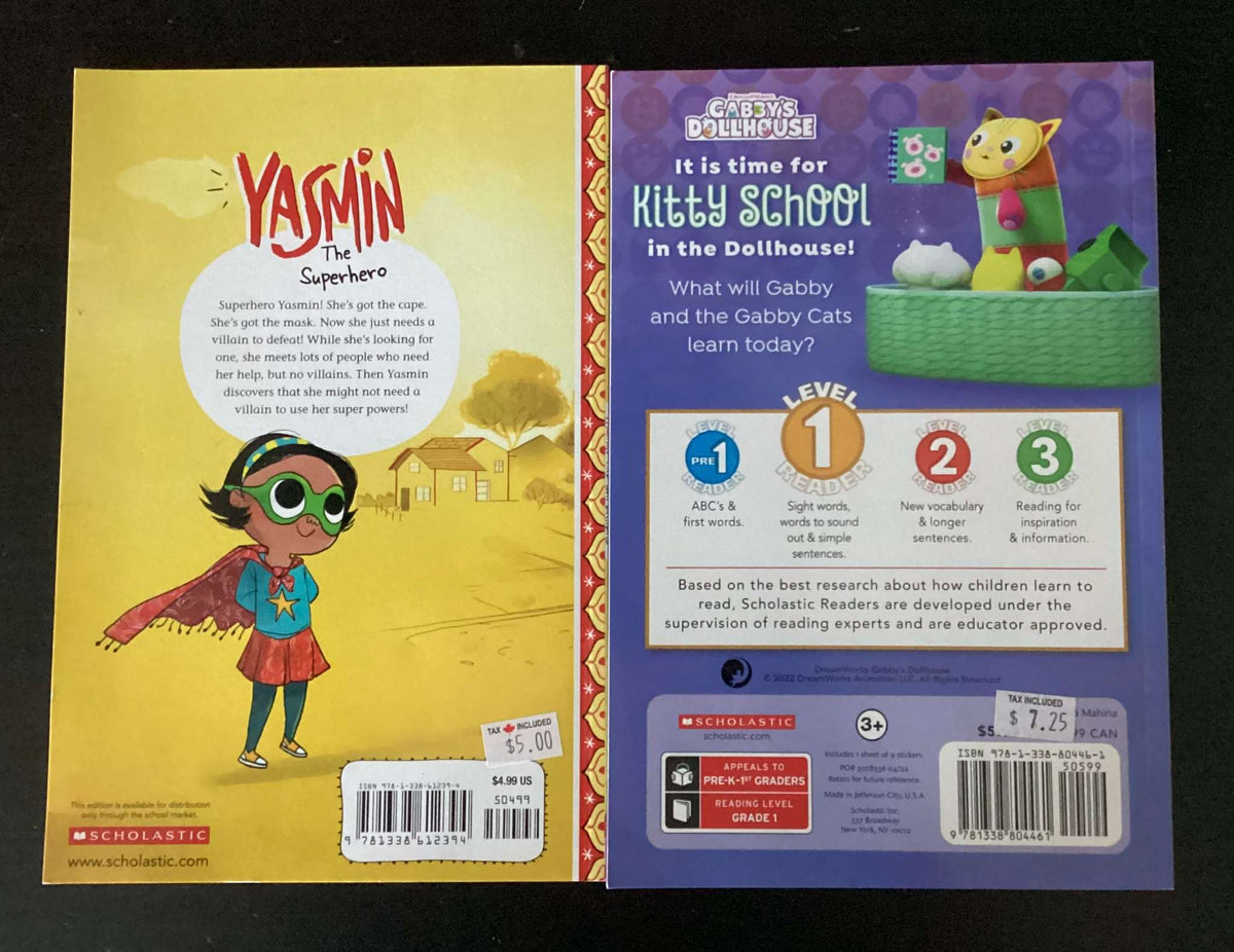 Easy Readers: Yasmin The Superhero by Saadia Faruqi & Gabby's Dollhouse: Kitty School (Bundle of 2)