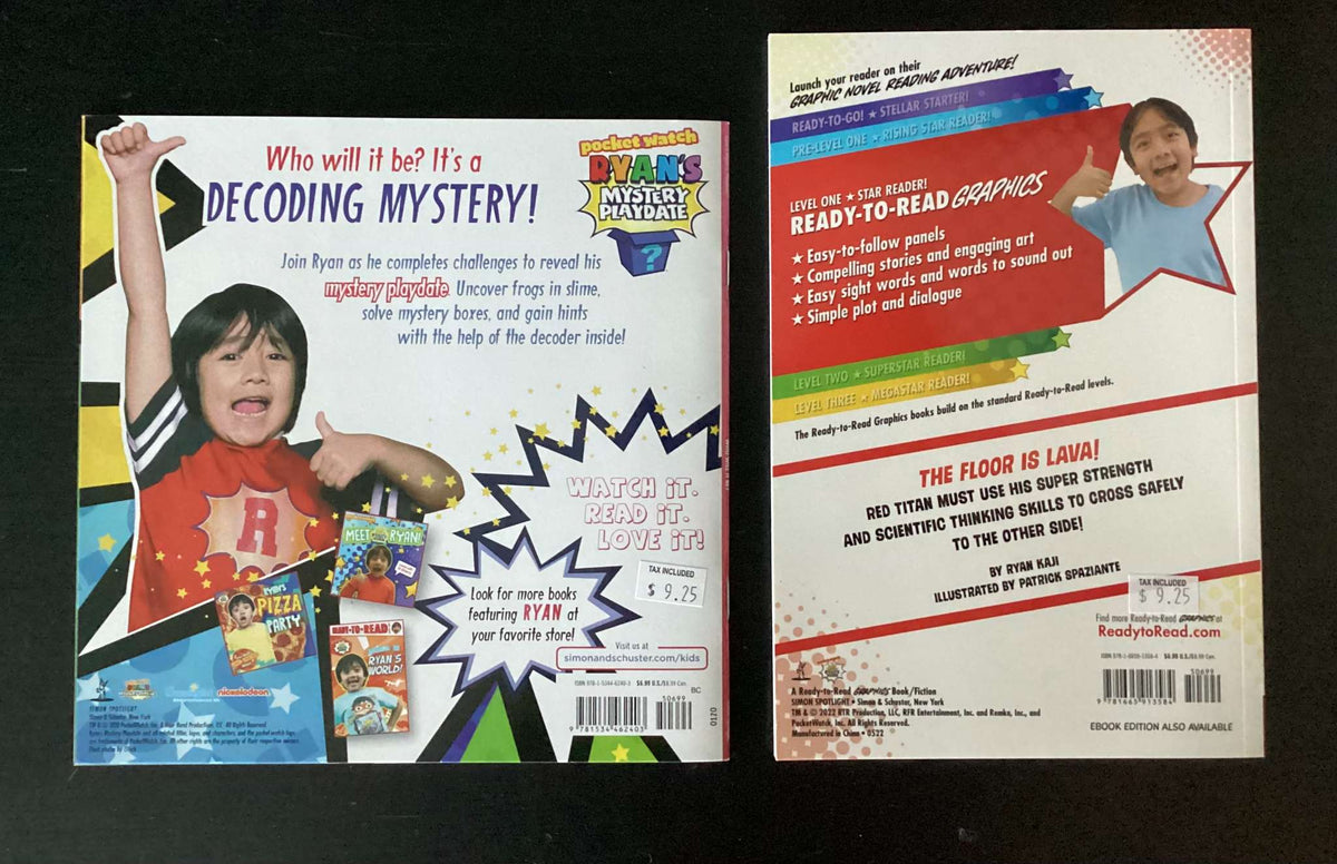 Bundle of 2 Books: Ryan's World Books: Red Titan and the Floor of Lava & Ryan's Mystery Playdate: Who Will it Be? Set #2