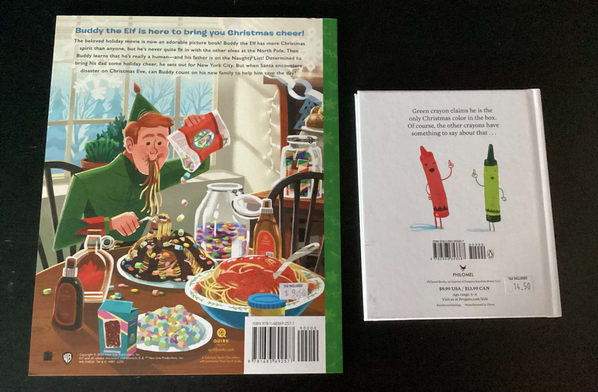 Bundle of 2 Christmas Books: Elf based on the film by David Berenbaum, Green is for Christmas by Drew Daywalkt