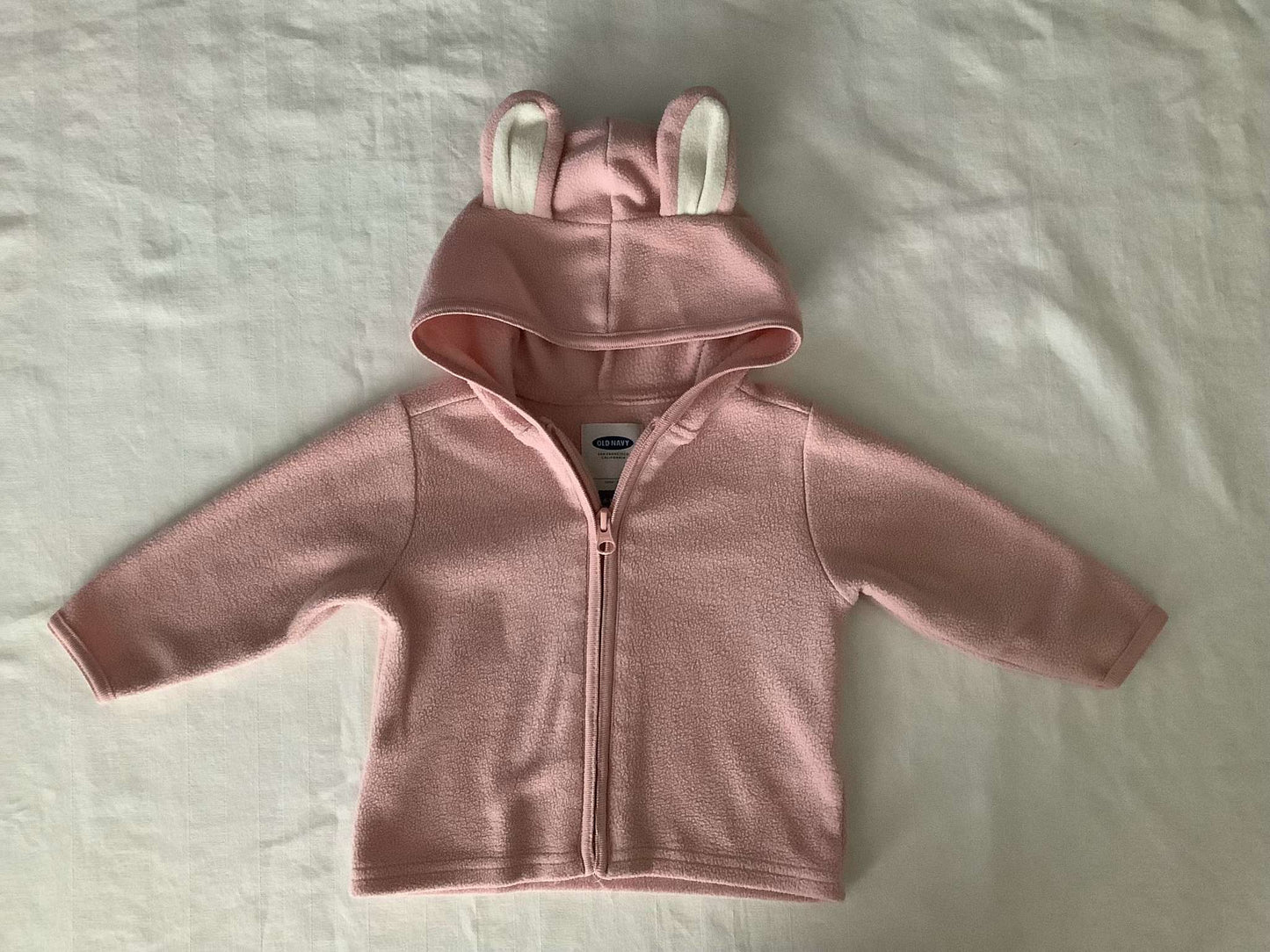 Old Navy Girls Light Pink Hooded Fleece Zip Up 6-12 months, Kids 12 Month (9-12M)