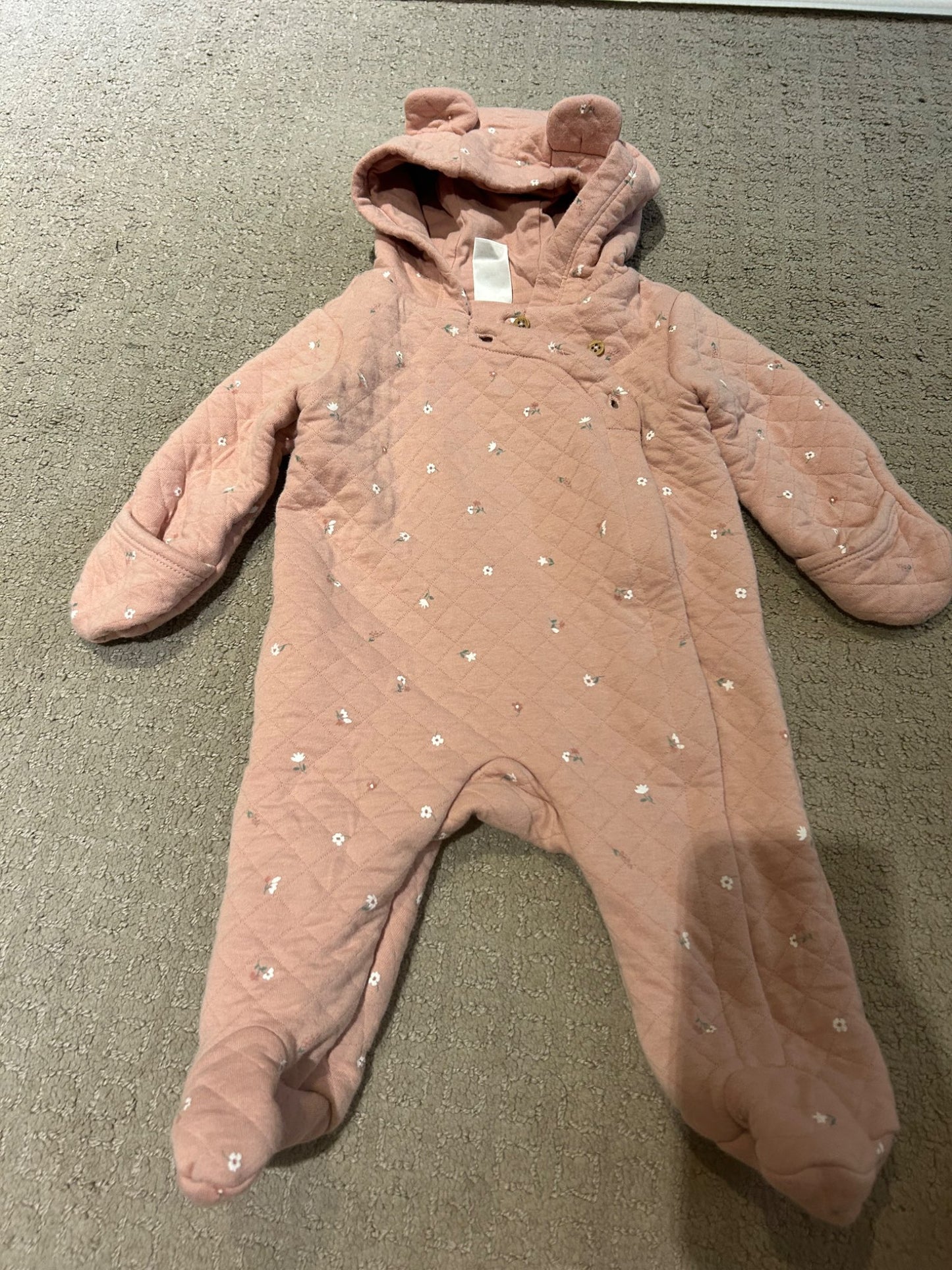 Pink floral bunting outfit , Kids 3 Month (0-3M)