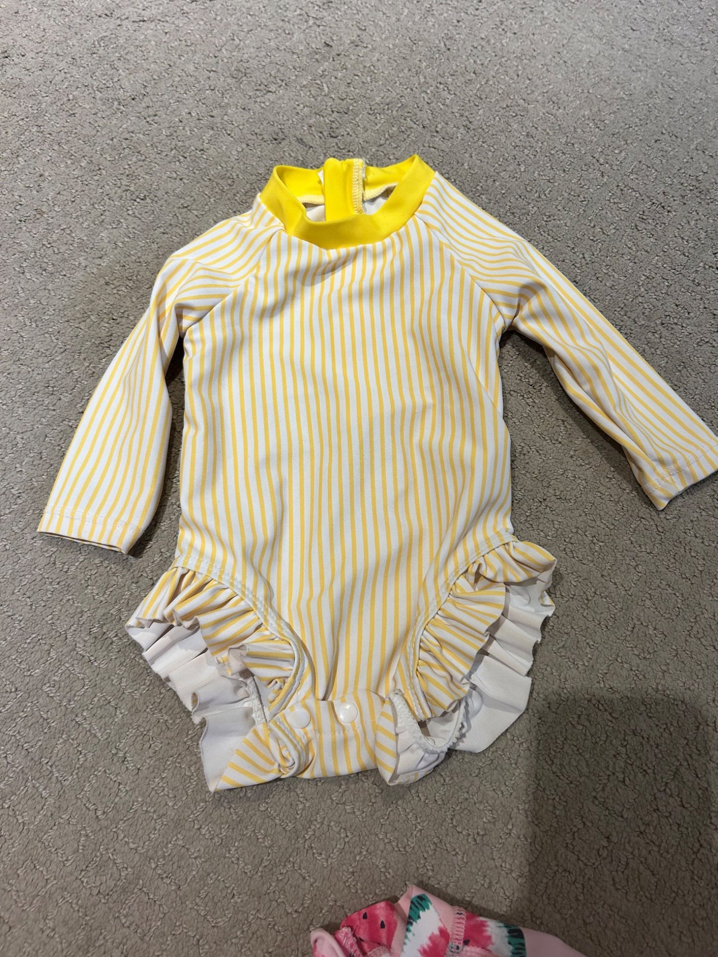 Yellow striped swimsuit, Kids 6 Month (3-6M)