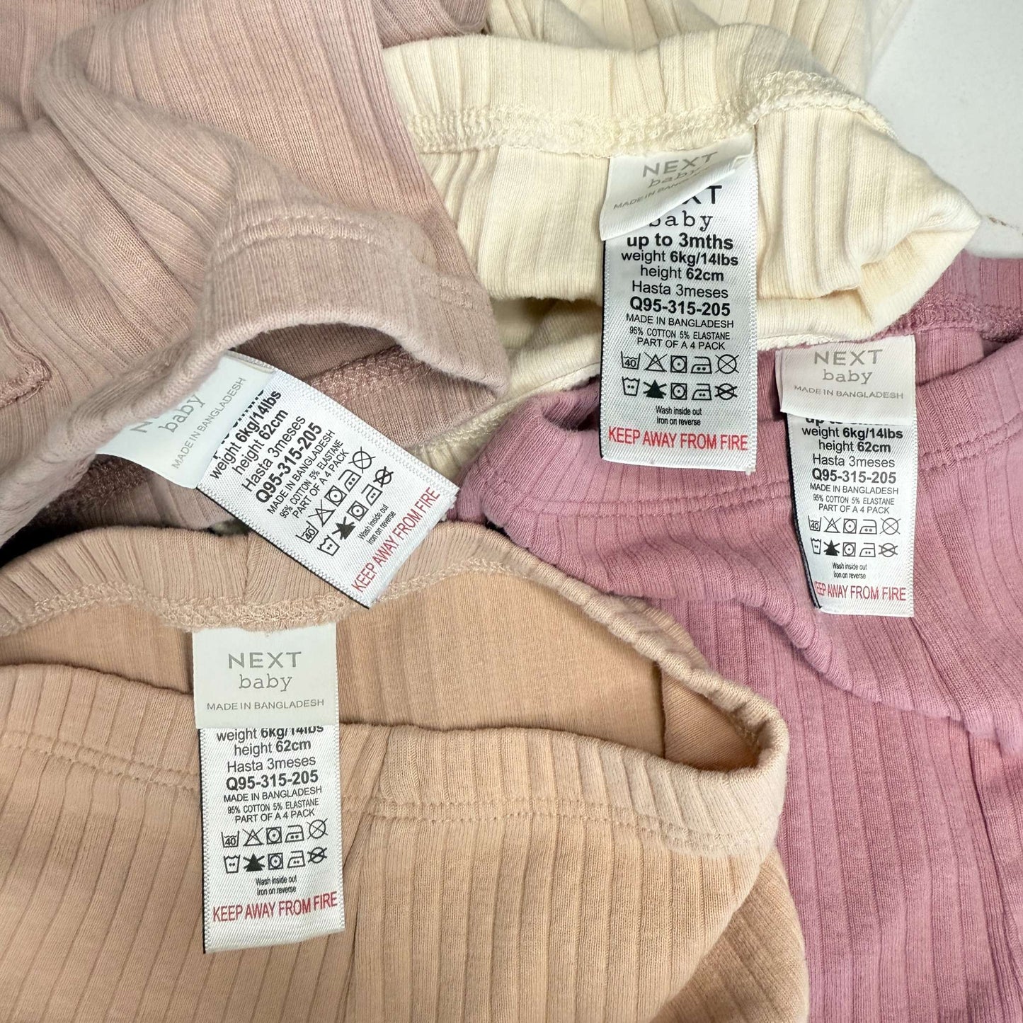 NEXT Baby Ribbed Leggings, Kids 3 Month (0-3M)