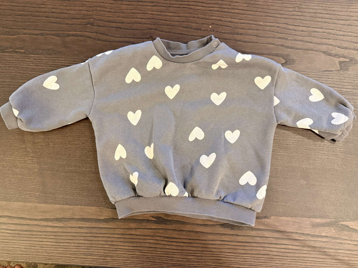 H&M Grey Heart Sweatshirt, Kids 9 Month (6-9M)