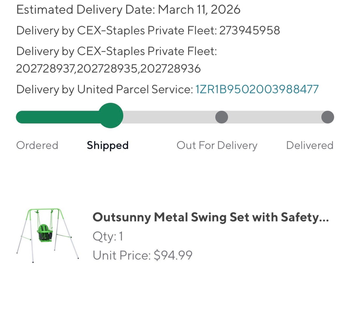 Outdoor metal swing