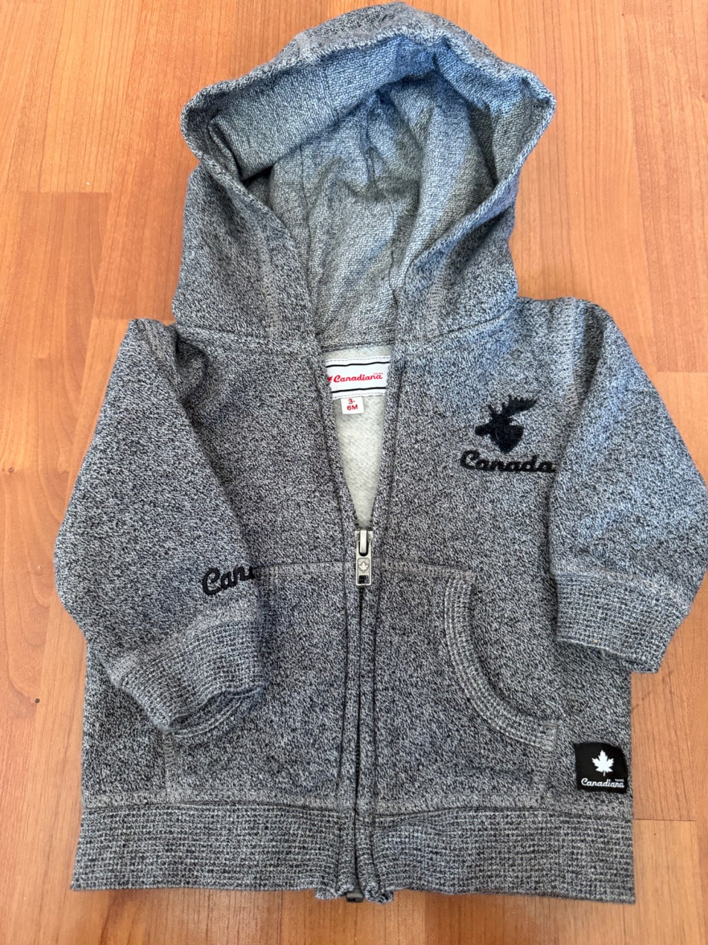 Grey Canada Hoodie, Kids 6 Month (3-6M)