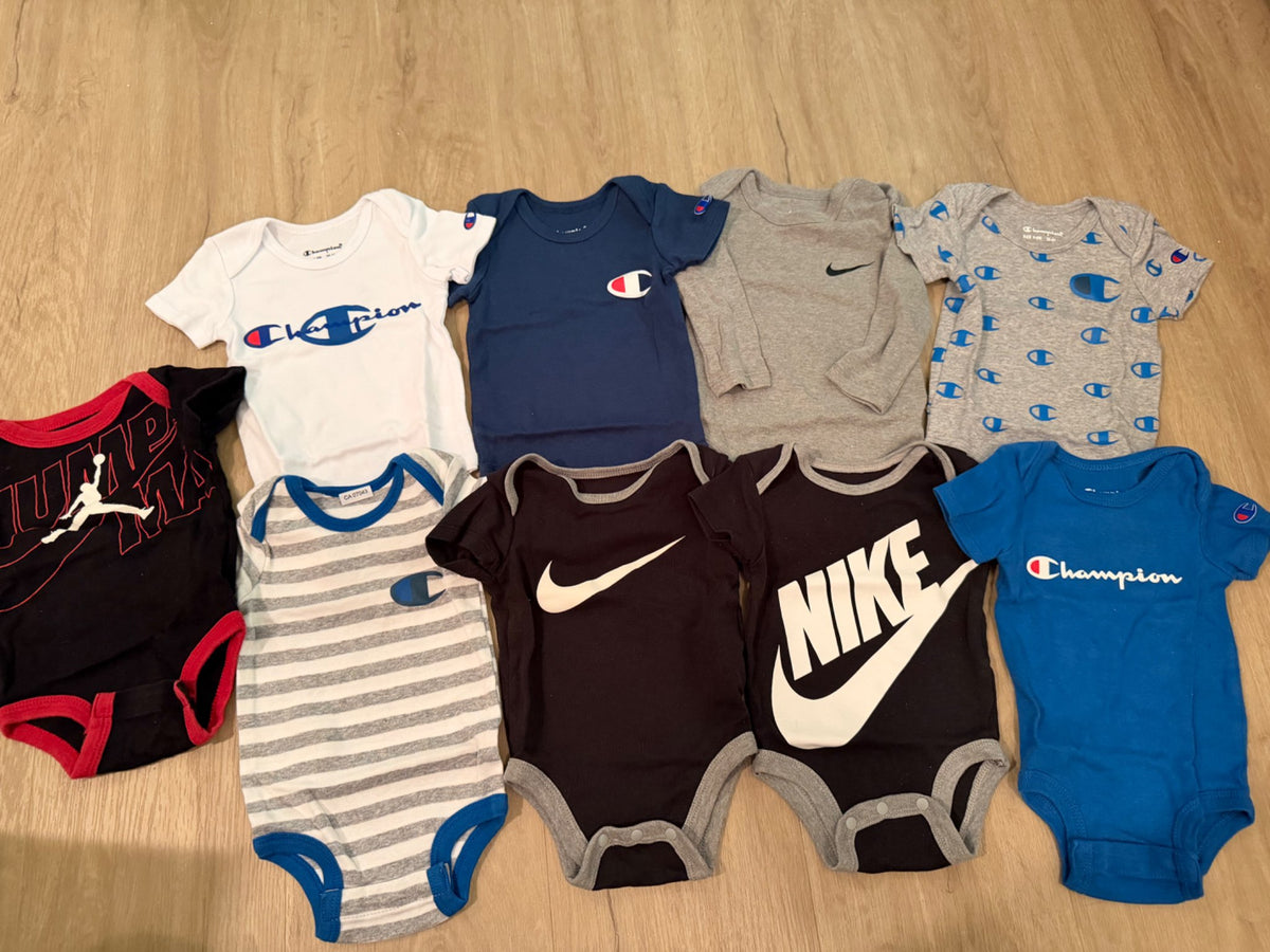 9 Nike / Champion Onesies , Kids 3 Month (0-3M)