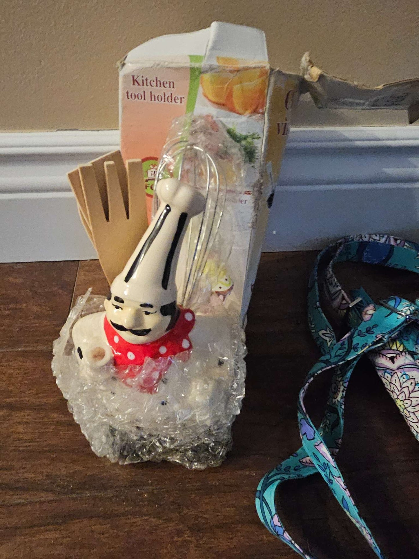 Ceramic Italian Chef Utensil Holder Crock Set with Wooden Spoons NIB | Fat Chef