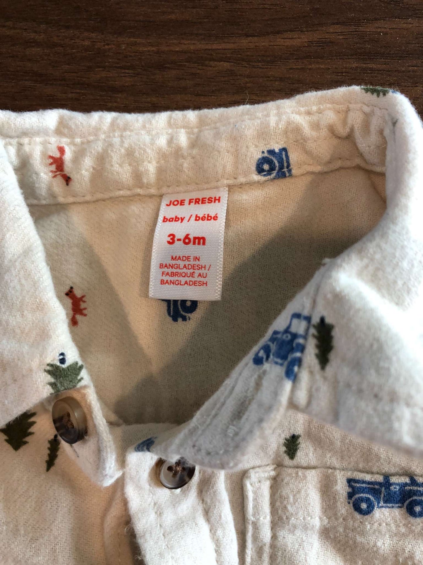 Joe Fresh Baby Boy Long Sleeve Button Up Shirt, 3-6M, Kids 6 Month (3-6M)