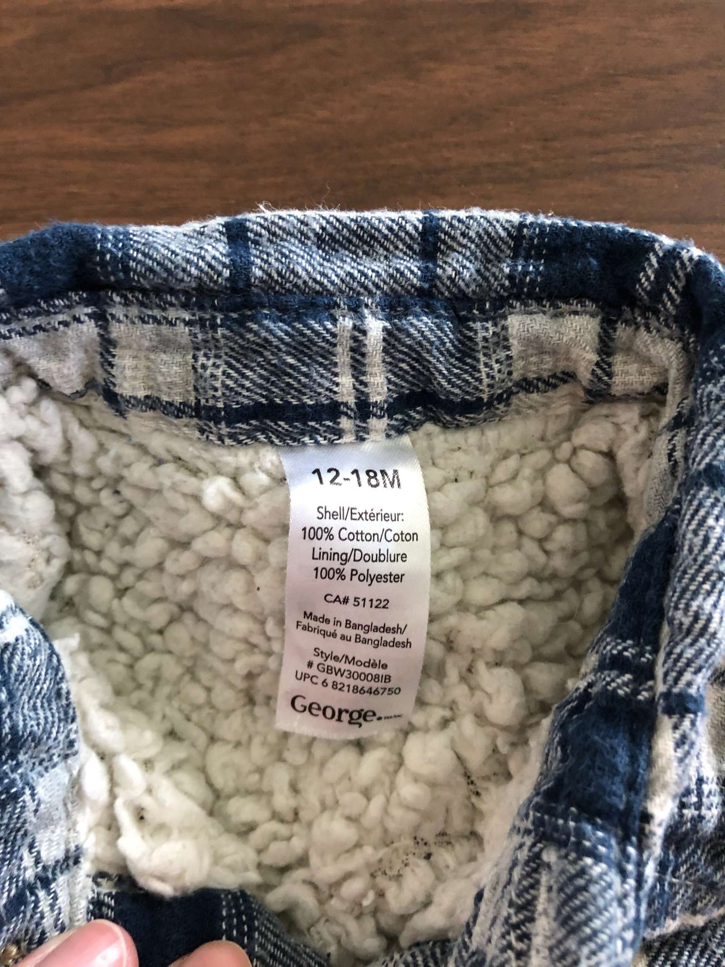 George Toddler Boy Fleece Lined Plaid Jacket, 12-18M, Kids 18 Month (12-18M)