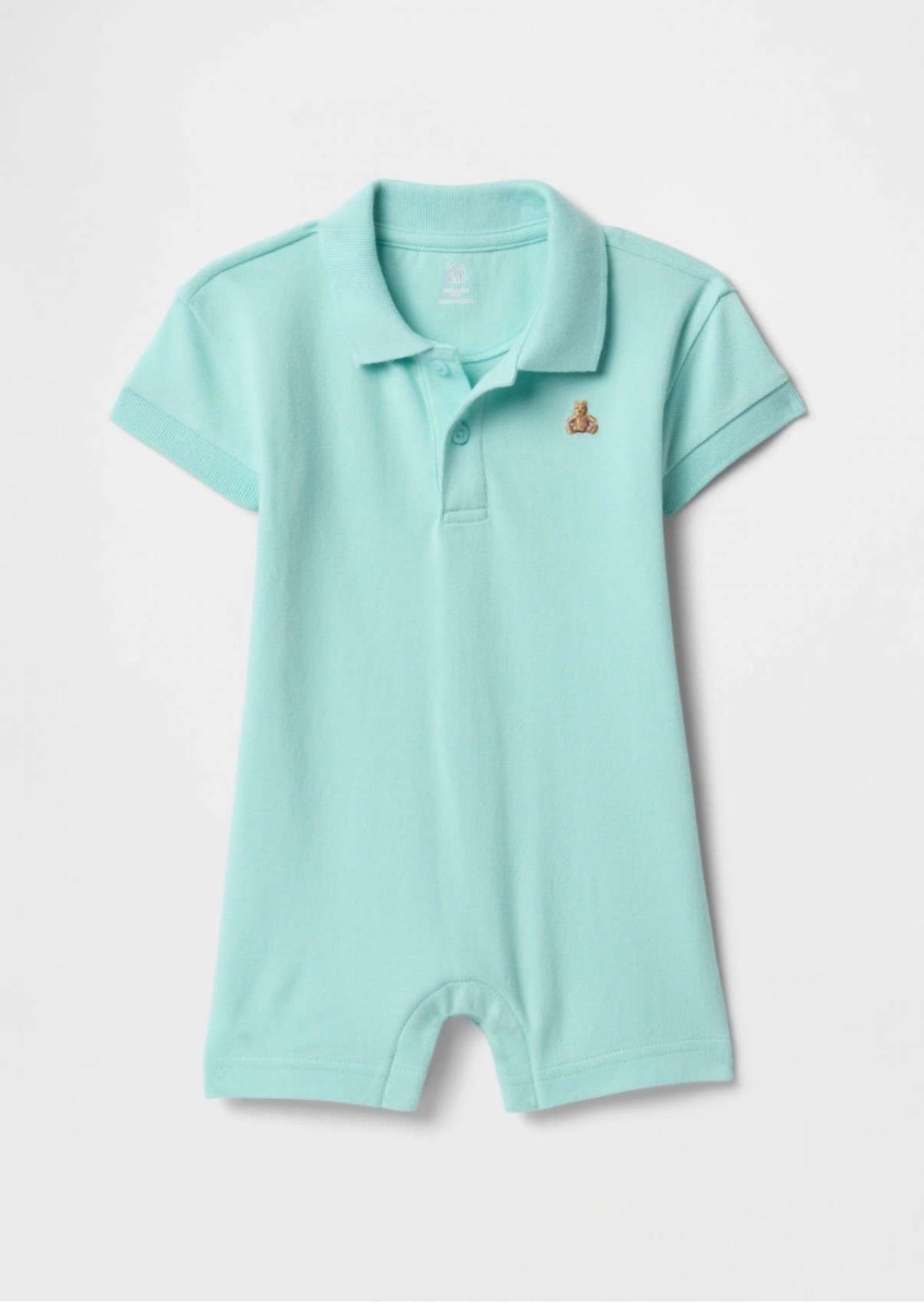 Gap Toddler Boy Polo Shorty Romper, Blue, 12-18M, Kids 18 Month (12-18M)