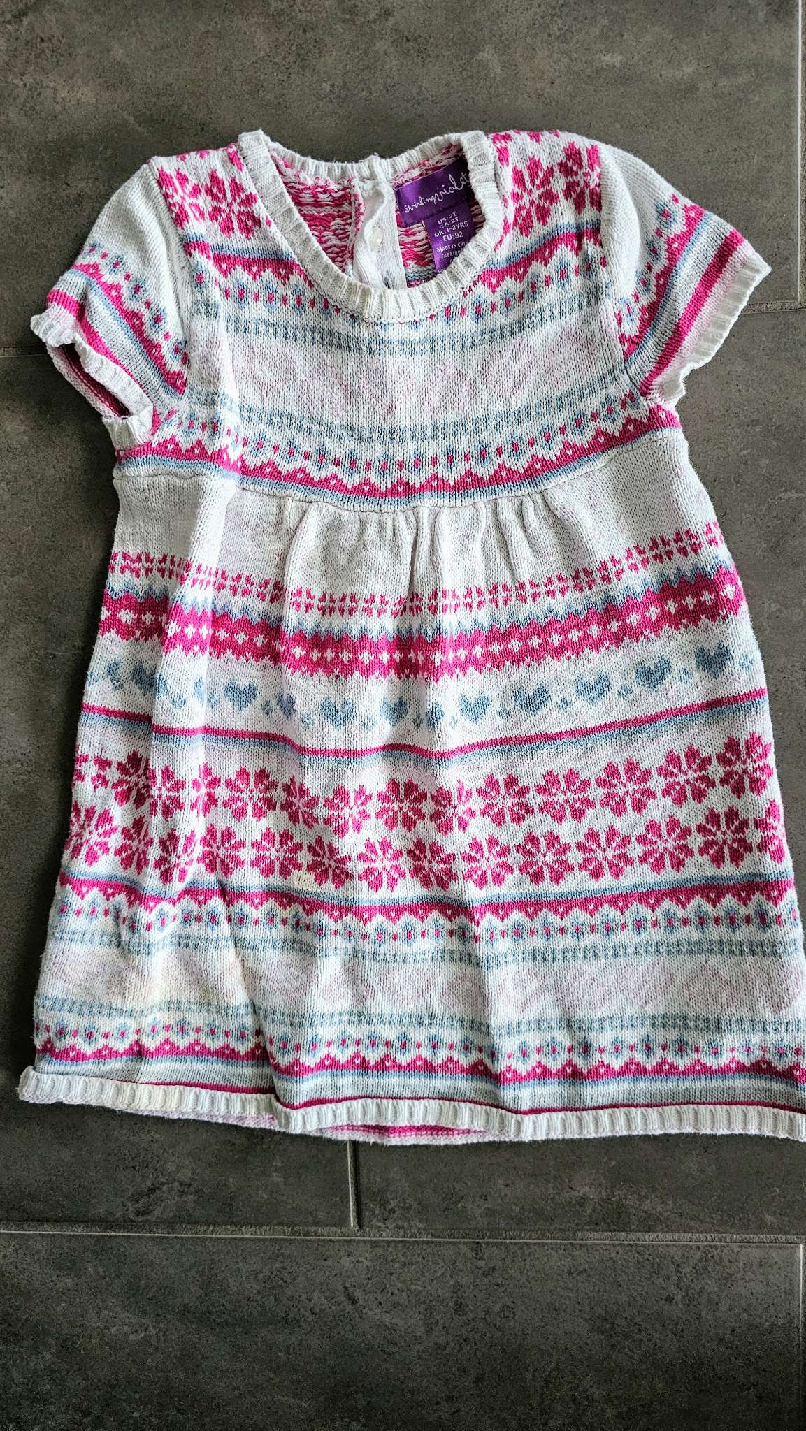 Shrinking Violet Girls Fair Isle Knit Dress - size 2, Kids 2T