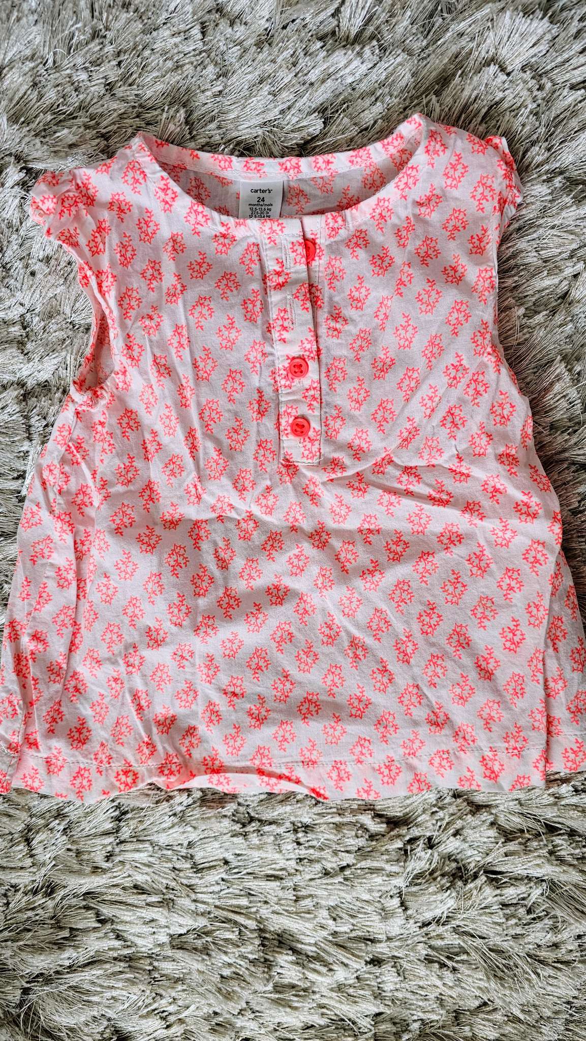 Carter's Girls Orange Floral Top – size 2, Kids 2T
