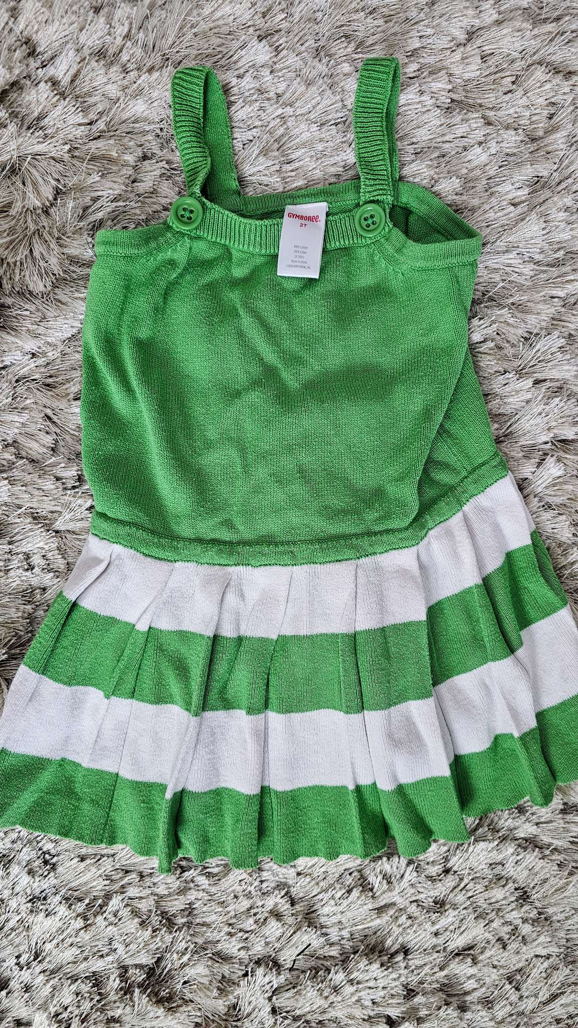 Gymboree Girls Green Striped Knit Dress – size 2, Kids 2T