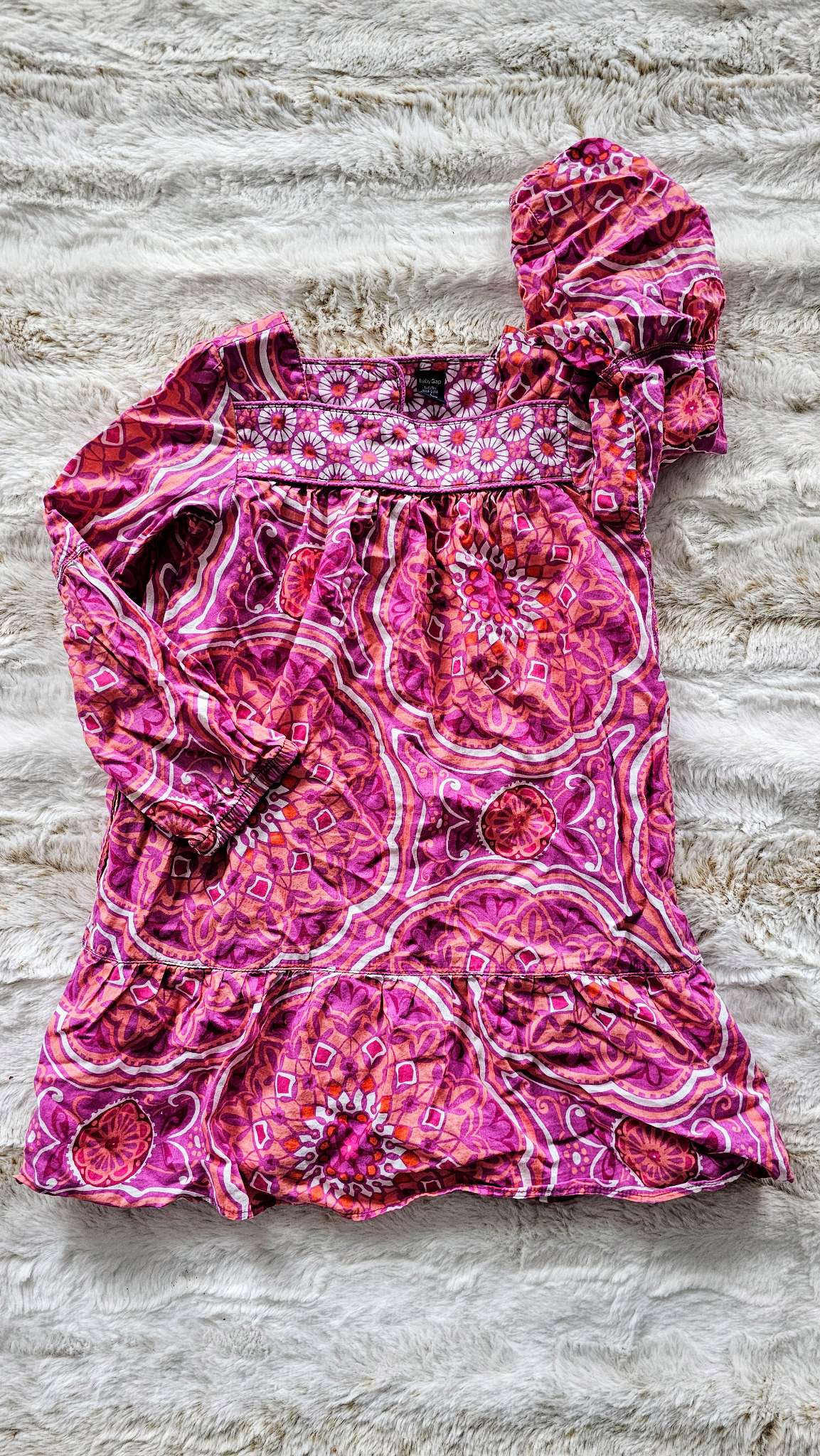 Gap Girls Pink Patterned Long Sleeve Dress – 18 months , Kids 18 Month (12-18M)