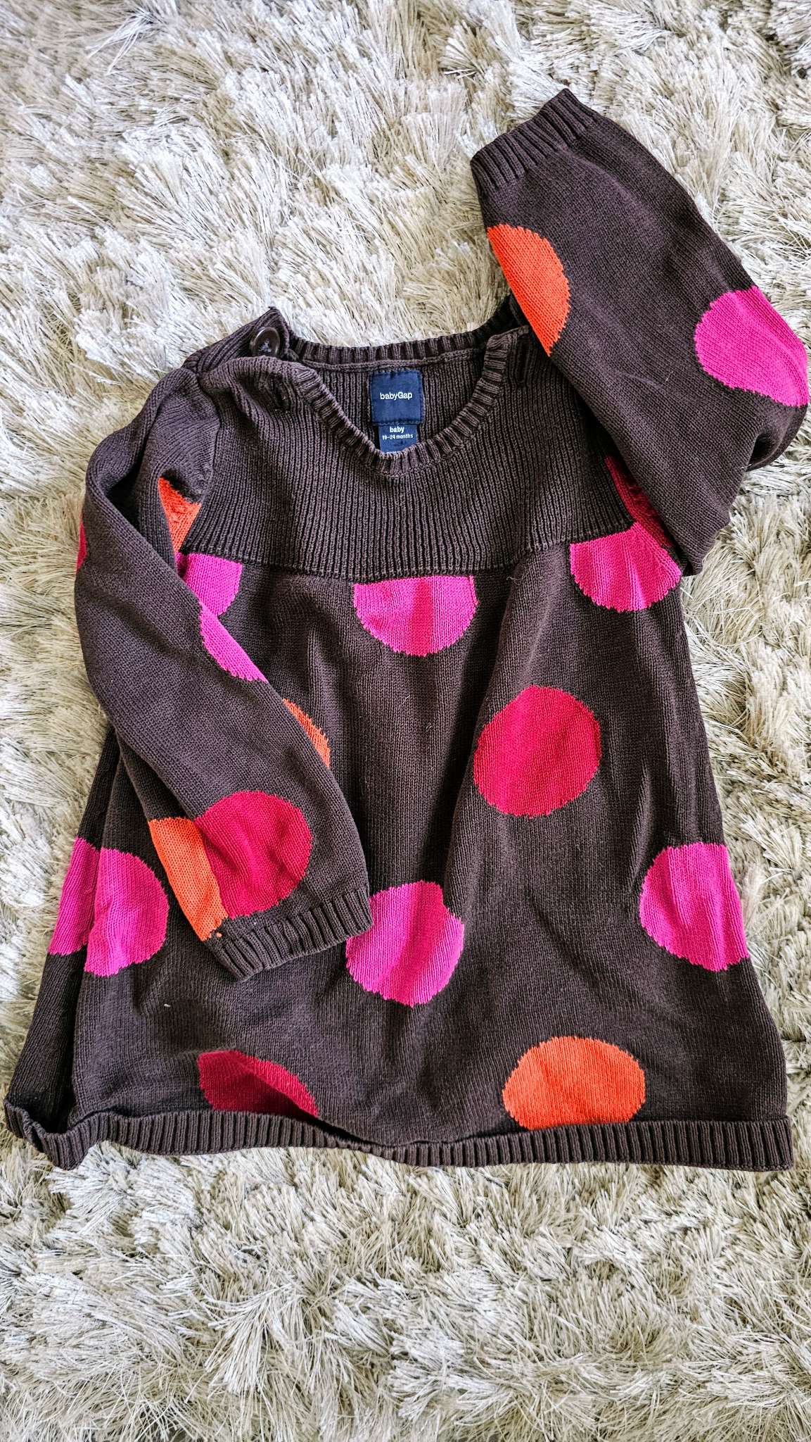 Baby Gap Girls Brown Polka Dot Sweater - 18 months, Kids 18 Month (12-18M)