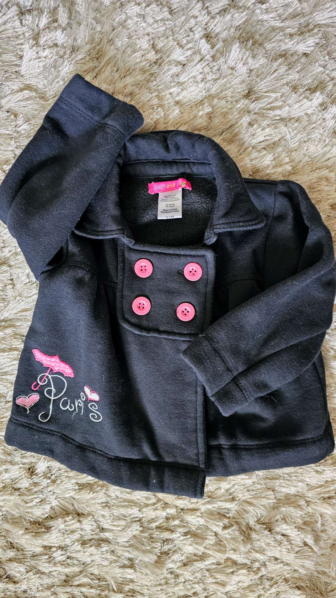 Jack & Jill Girls Black Peacoat - 18 months, Kids 18 Month (12-18M)